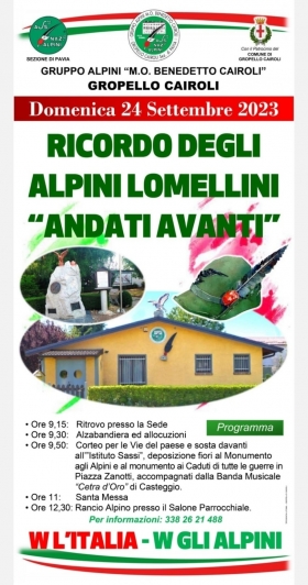 24 Settembre  Ricordo degli Alpini Lomellini andati avanti - Associazione Nazionale Alpini 