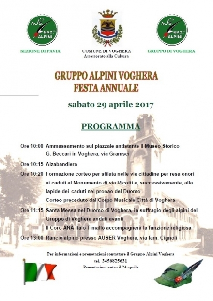 Festa annuale del Gruppo di Voghera - Associazione Nazionale Alpini 