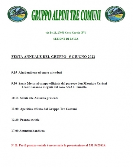 Festa del Gruppo 2022 - Associazione Nazionale Alpini 