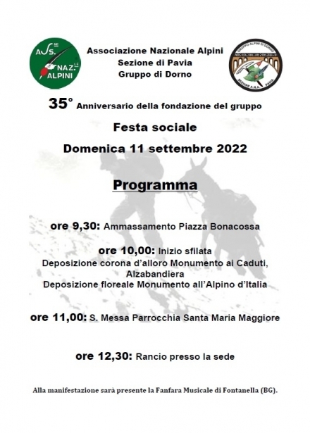 11 settembre 2022. 35° anniversario - Associazione Nazionale Alpini 