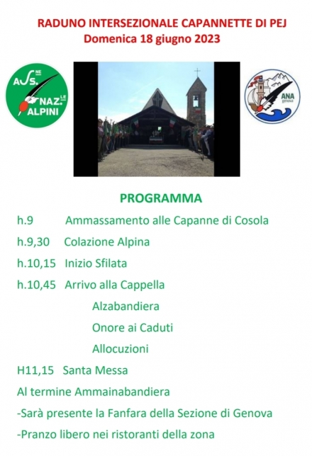 Raduno intersezionale capannette di Pej 2023 - Associazione Nazionale Alpini 