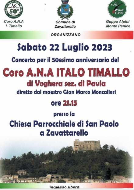concerto del Coro Timallo a Zavattarello 22 luglio - Associazione Nazionale Alpini 
