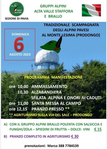 Festa Al Monte Lesima - Associazione Nazionale Alpini 