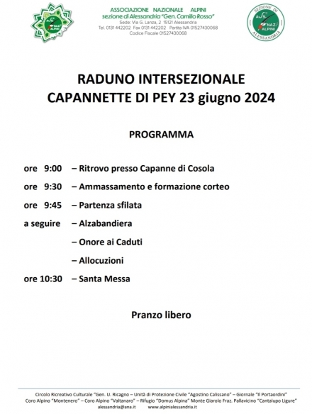 Raduno intersezionale Capannette di Pey 2024 - Associazione Nazionale Alpini 