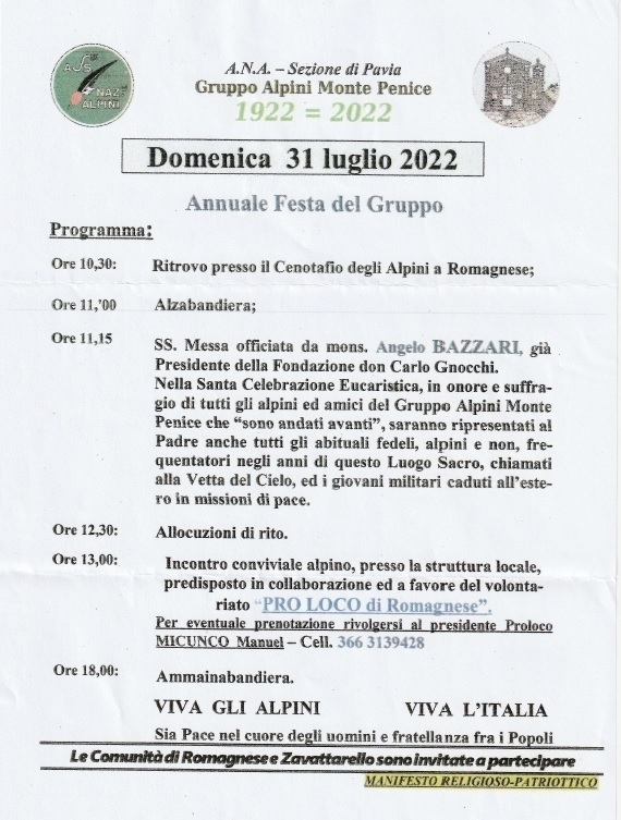 Festa del Gruppo di Romagnese - Associazione Nazionale Alpini 