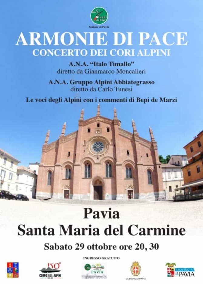 29 ottobre: Concerto Armonie di Pace - Associazione Nazionale Alpini 