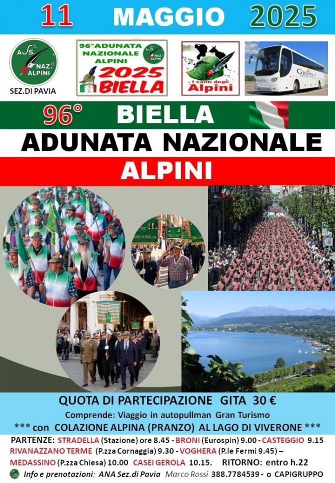 2 PULLMAN  ALPINI PAVIA PER ADUNATA - Associazione Nazionale Alpini 