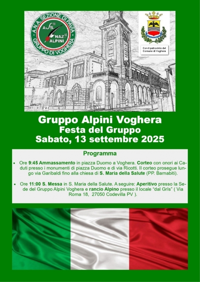 13 SETTEMBRE FESTA GRUPPO ALPINI VOGHERA - Associazione Nazionale Alpini 